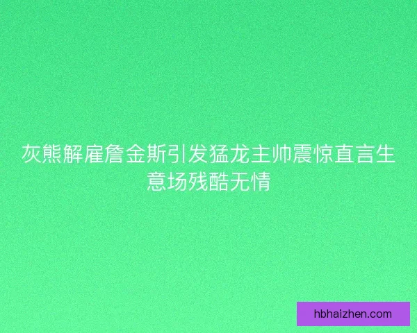灰熊解雇詹金斯引发猛龙主帅震惊直言生意场残酷无情