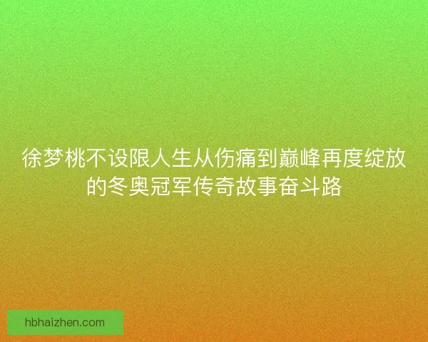 徐梦桃不设限人生从伤痛到巅峰再度绽放的冬奥冠军传奇故事奋斗路